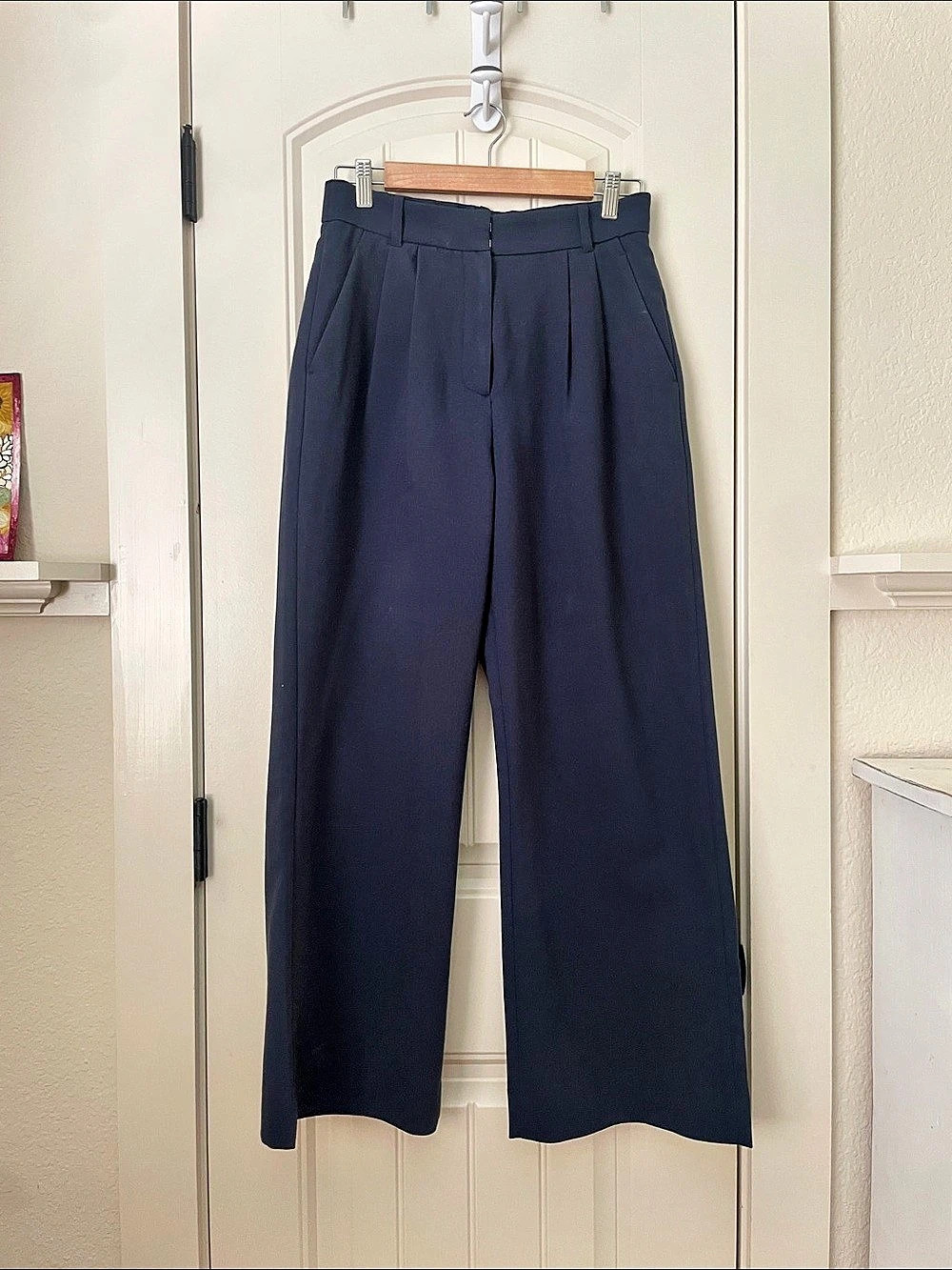 Abercrombie & Fitch Sloane Tailored Wide Leg Pant Blue Waist 28